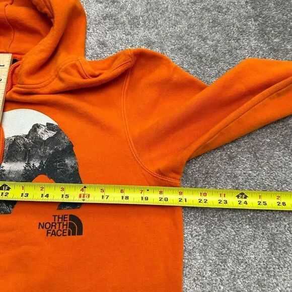 The North Face Hoodie Sweatshirt Mens Small Orange Fleece Casual Graphic Outdoor - Picture 8 of 9